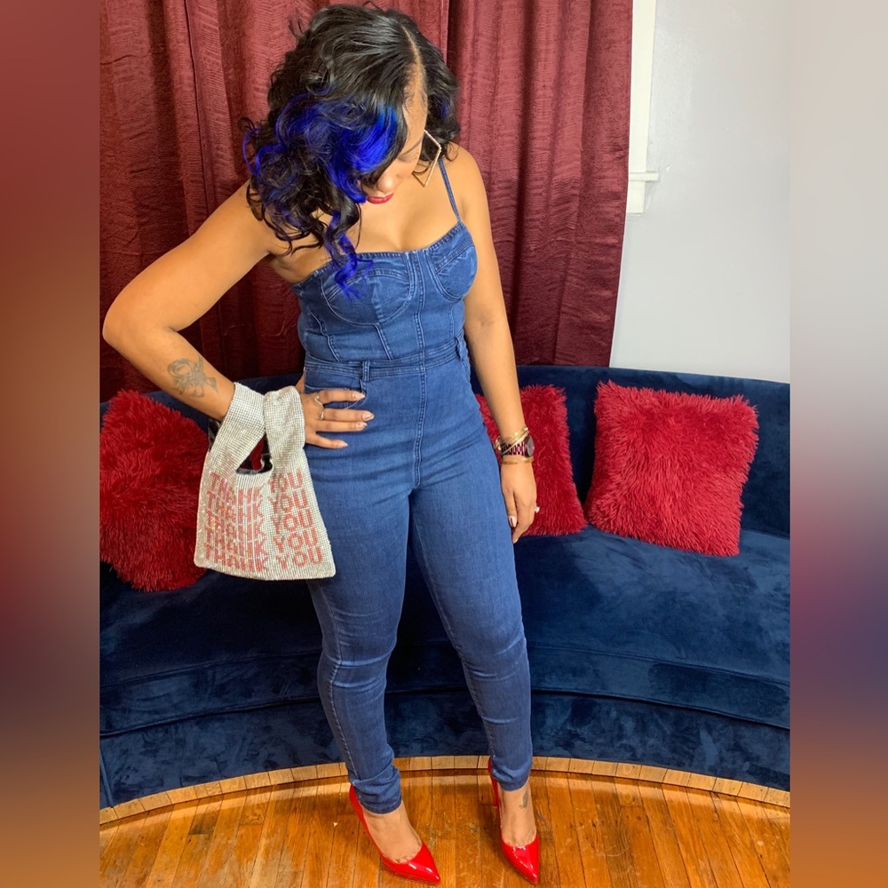 Fitted Denim Jumpsuit